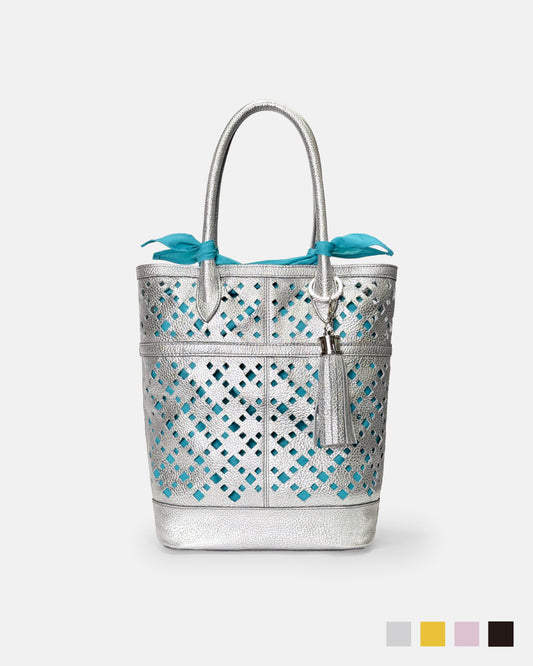 Diamond Cutwork Leather Tote