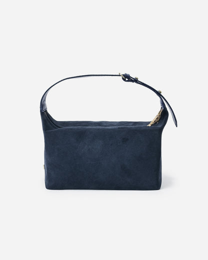 Elegant Box-Shaped Suede Bag with Adjustable Leather Handle