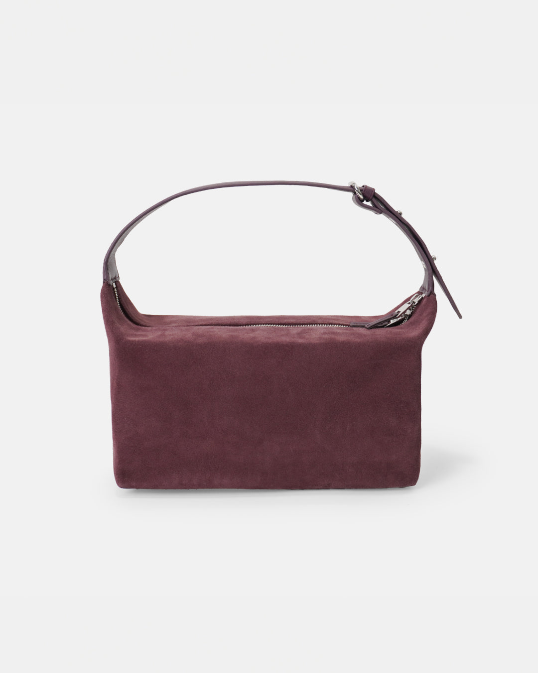 Elegant Box-Shaped Suede Bag with Adjustable Leather Handle