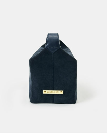 Elegant Box-Shaped Suede Bag with Adjustable Leather Handle