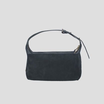 Elegant Box-Shaped Suede Bag with Adjustable Leather Handle